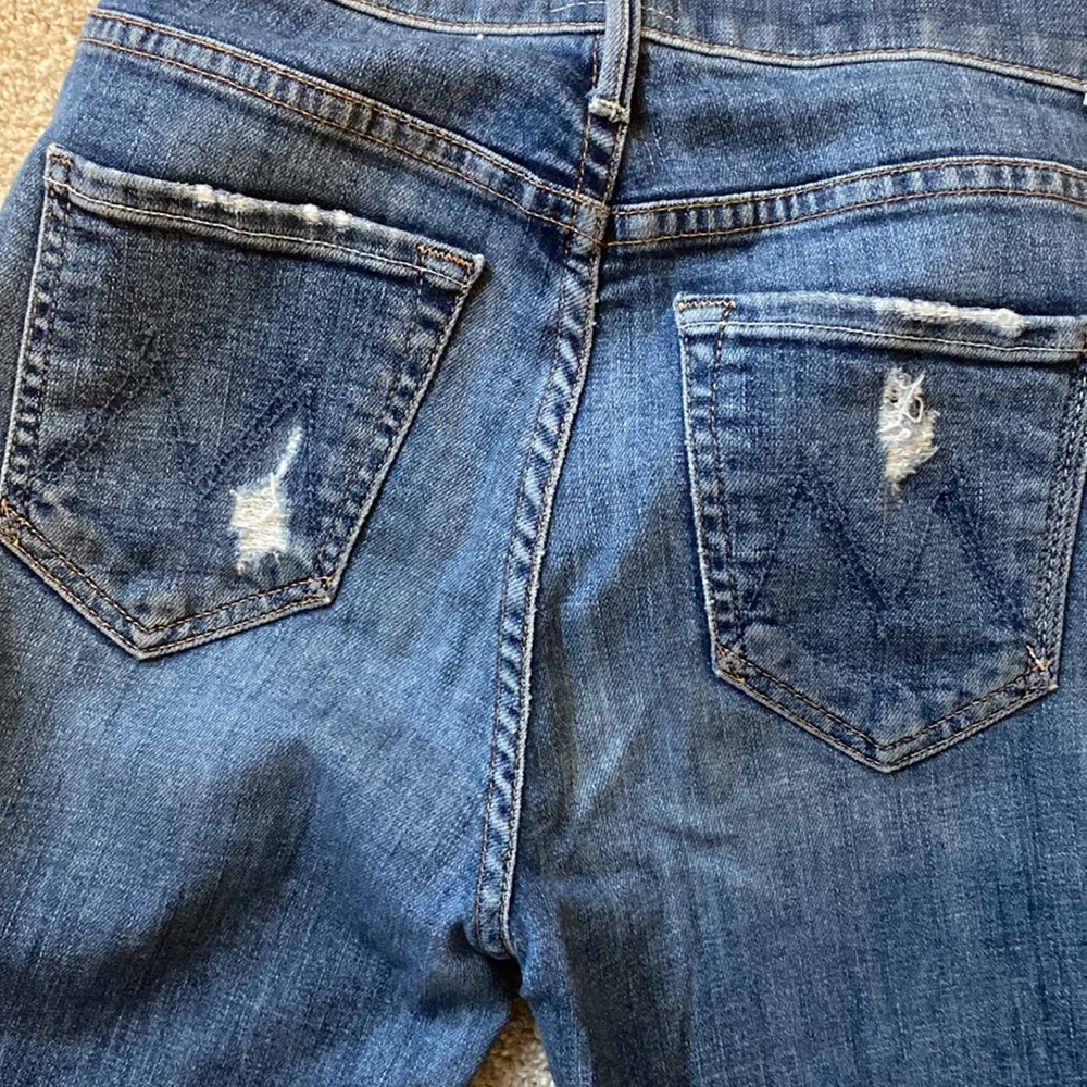 Mother Denim - high waisted, ripped knee